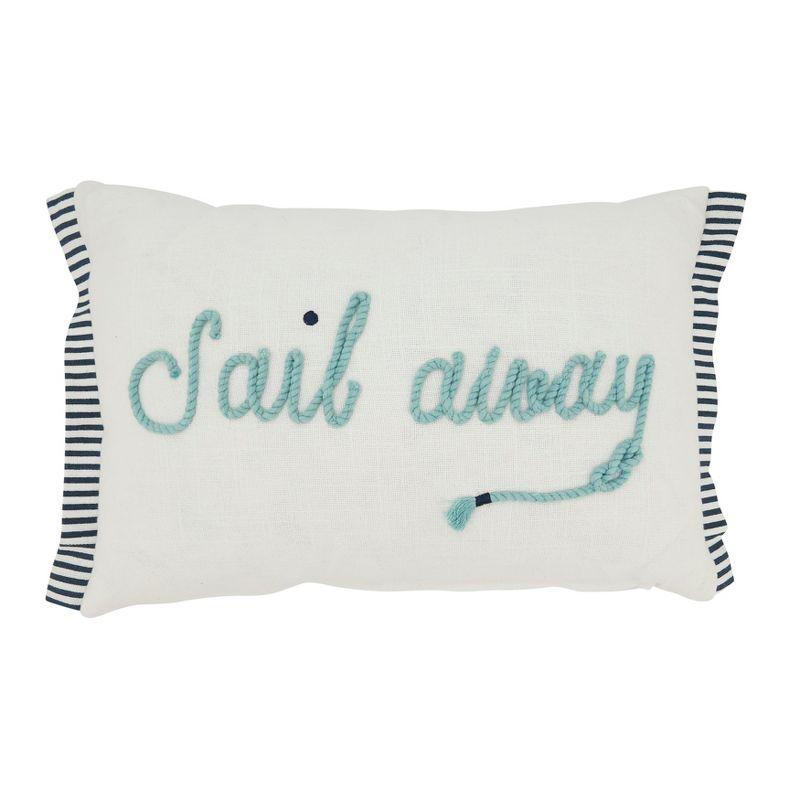 Saro Lifestyle Sail Away Splendor Down Filled Throw Pillow, Off-White, 12"x18"