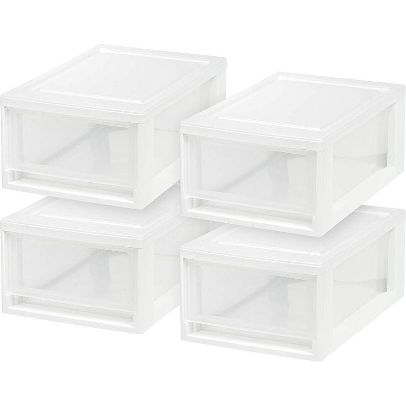 White Stackable Plastic Storage Drawer Unit