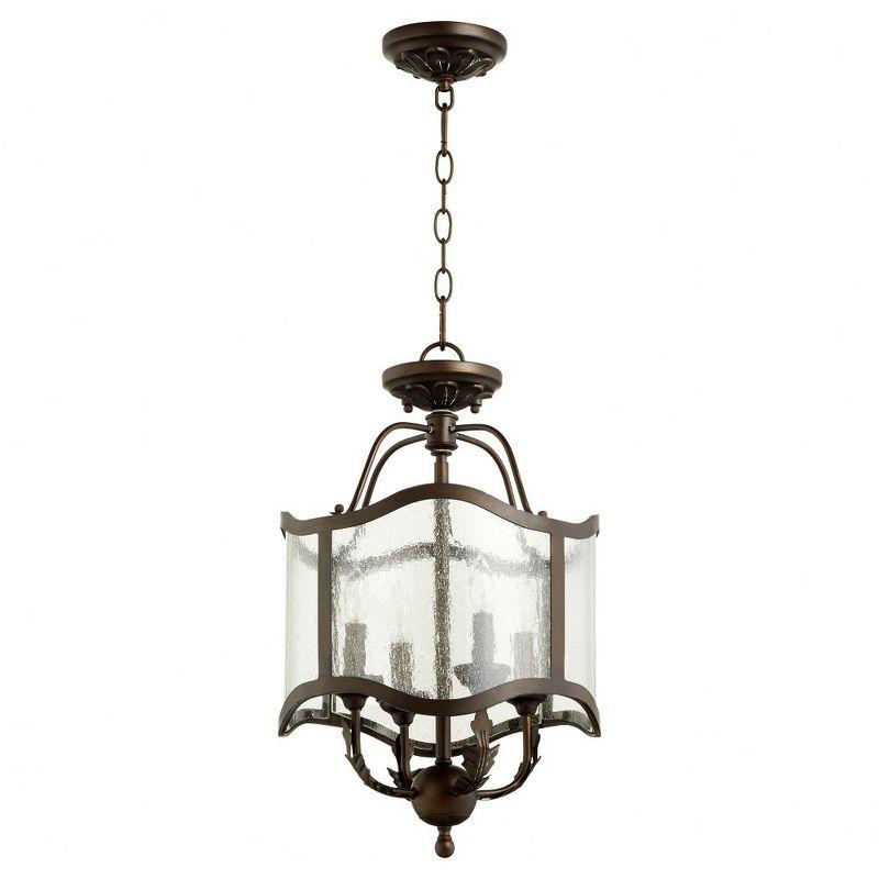 Vintage Copper 4-Light Glass Pendant Chandelier