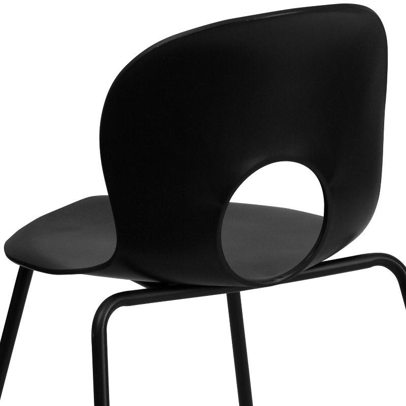 Emma and Oliver Designer Black Plastic Stack Chair with Black Frame