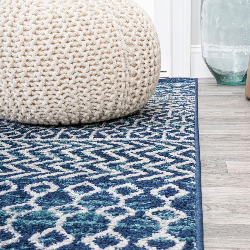 5' x 8' Arta Moroccan Vintage Geometric Rug Area Rug, Navy/Cream - JONATHAN Y