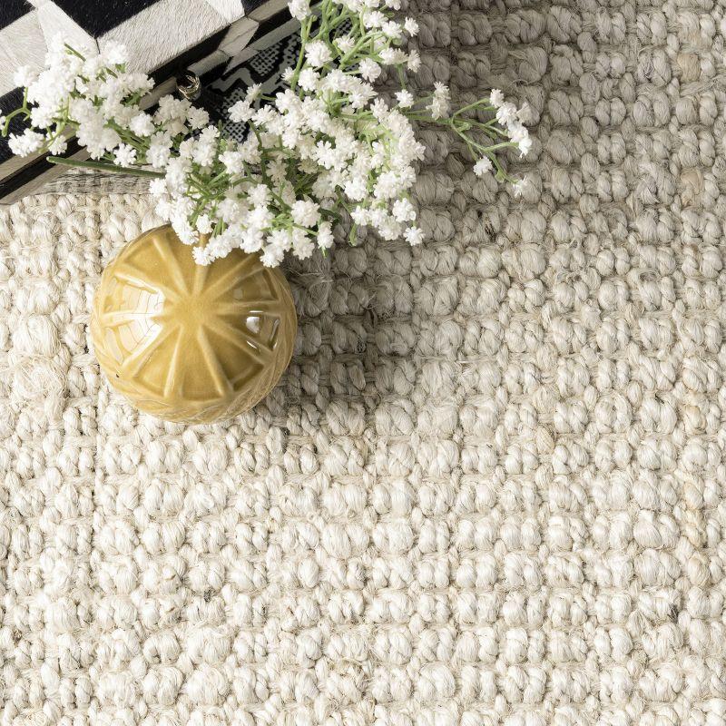 Nuloom 2x3 Daniela Jute Tassel Hand Woven Indoor Area Rug, Off White, Solid Chunky Farmhouse Design, Natural Fiber BedroomLiving Room