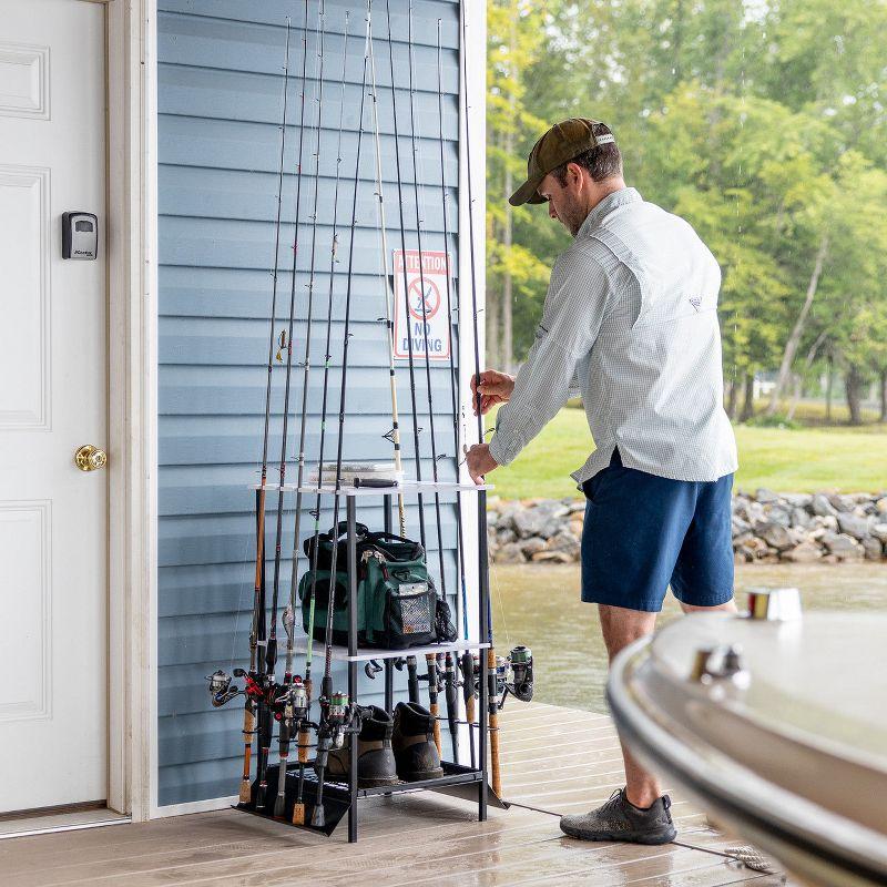 Teal Triangle Tarpin Fishing Pole Stand | Holds up to 10 Rods