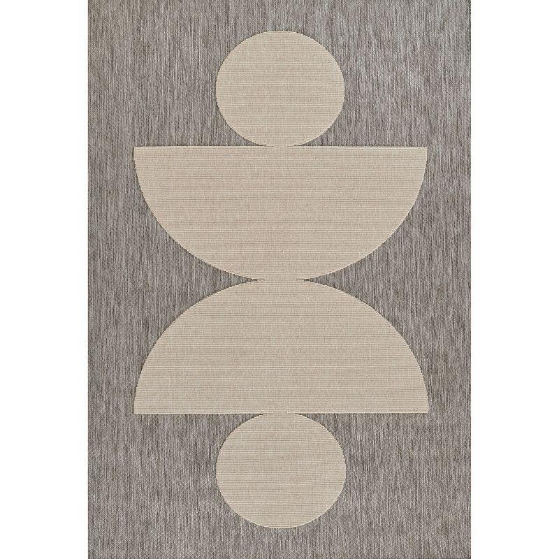 Gray and Beige Geometric Flat Woven Indoor/Outdoor Rug 9'3" x 12'6"