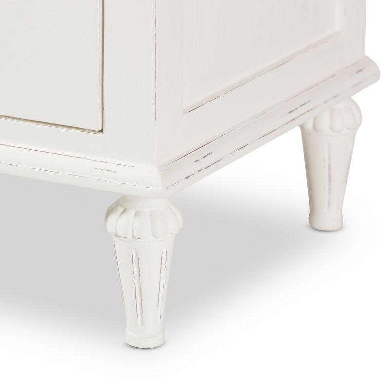 Venezia French - Inspired Rustic Washed Wood 3 - Drawer Nightstand - White - Baxton Studio