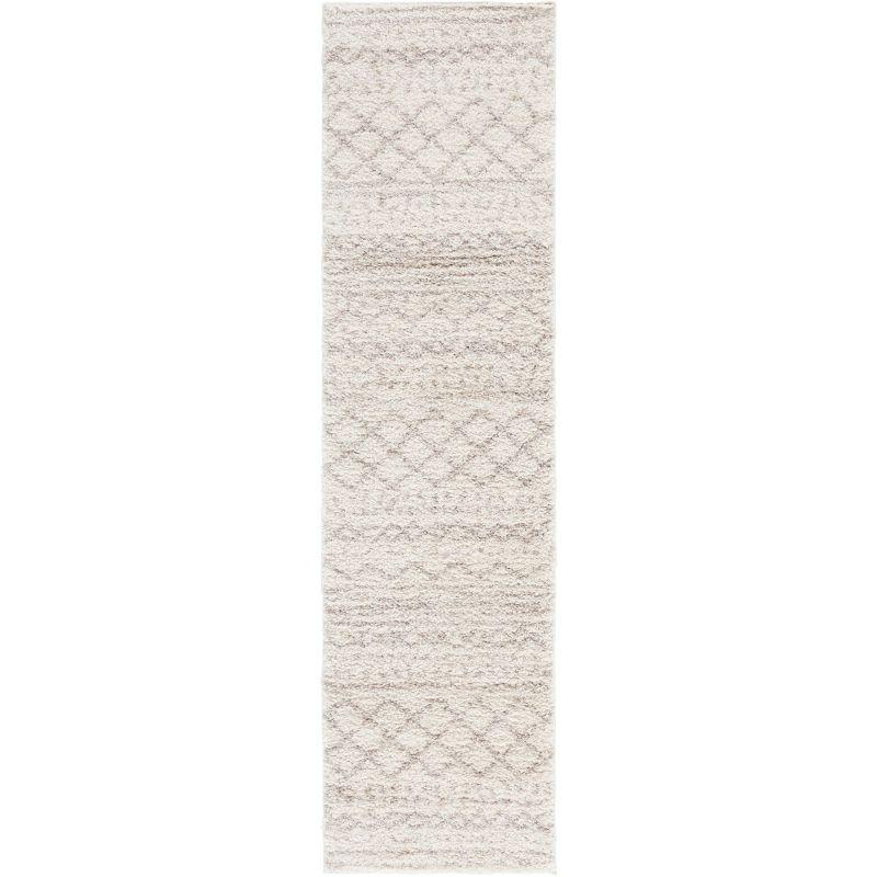 Ivory Beige 2'3" x 12' Synthetic Shag Runner Rug