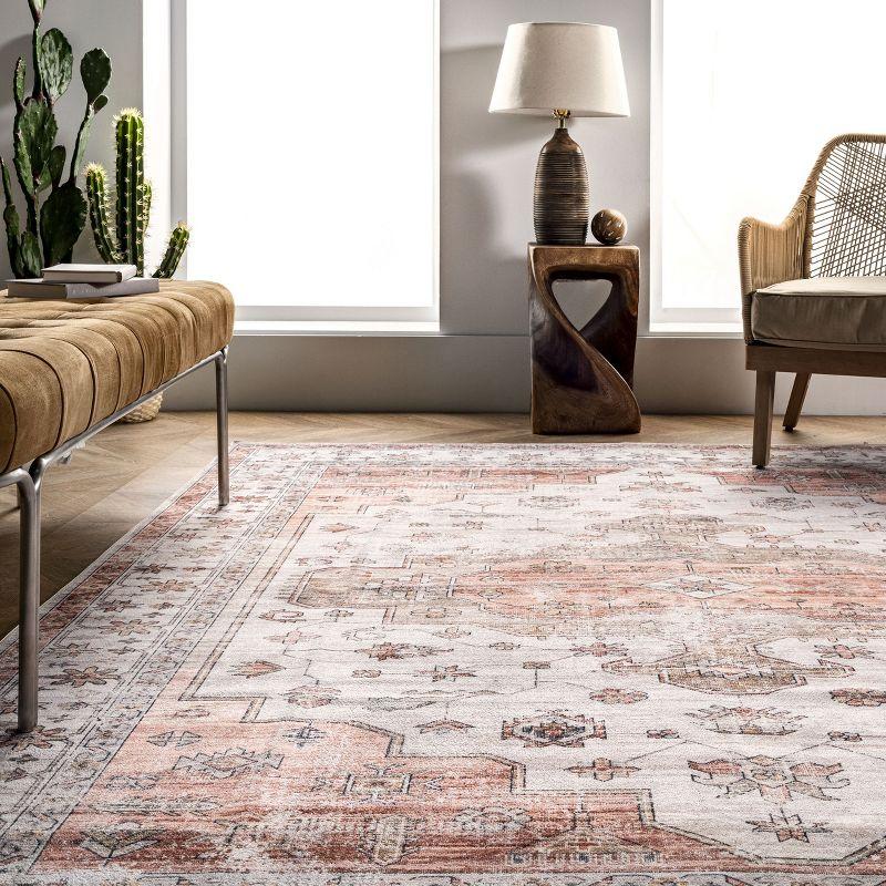 Nuloom Banks Vintage Pet Friendly Machine Washable Area Rug, 8' x 10', Beige