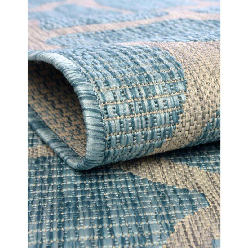 Unique Loom 5' 1 x 8' 0 Rectangle Indoor/Outdoor Safari Light Aqua Area Rug
