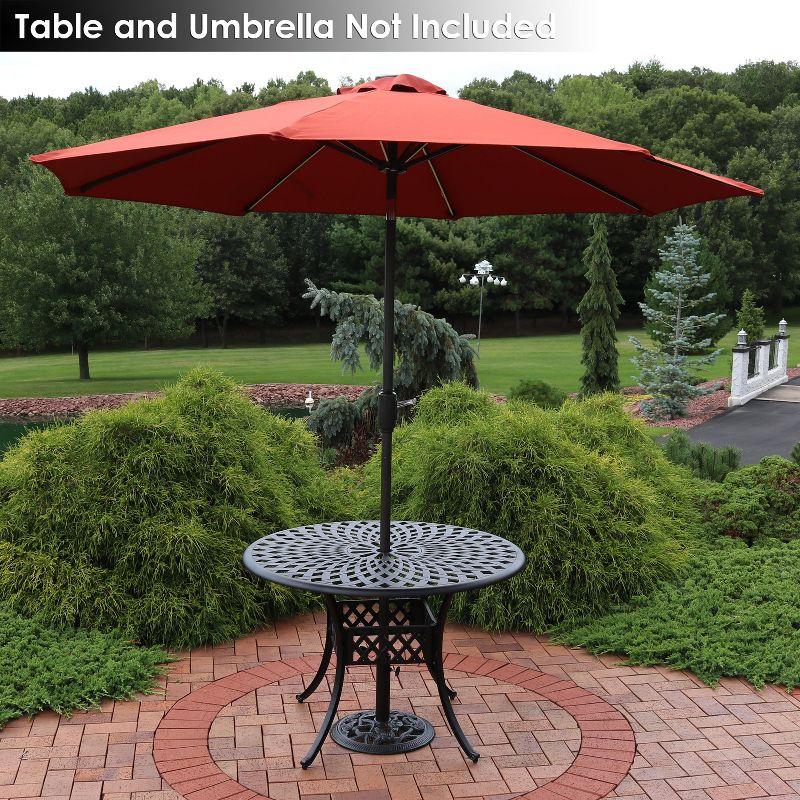 Sunnydaze Outdoor Heavy-Duty Cast Iron Decorative Rose Blossom Design Patio Yard Round Umbrella Base Stand - 16"