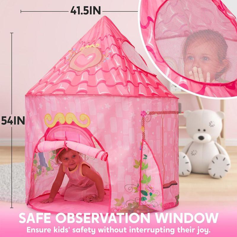 Joyfy Princess Play Tent for Girls, Pop Up Play Tent Play House for Kids Indoor Outdoor Play,  Todders Large Castle Playhouse Tent for Girls Age 1+