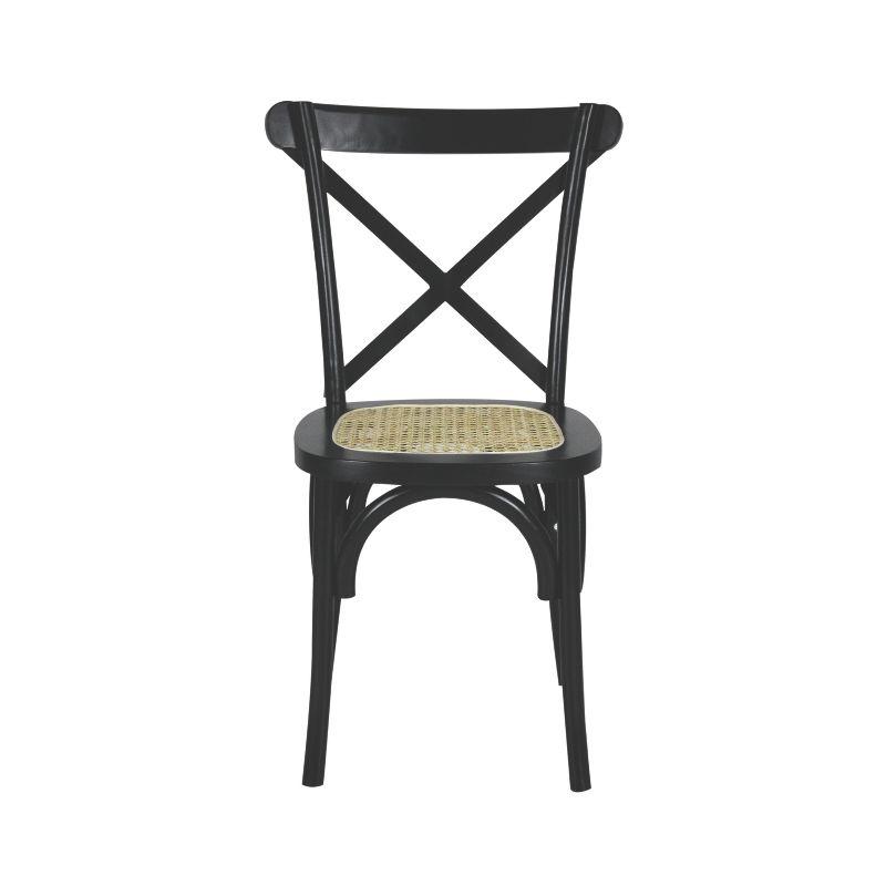 Cassis Classic Traditional X-Back Wood Rattan Dining Chair, Black/Natural (Set of 2) - JONATHAN Y