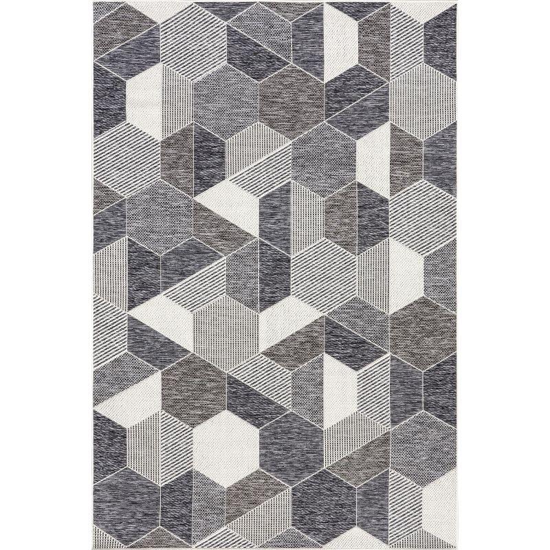 Imogene Gray Geometric Synthetic Indoor/Outdoor Area Rug