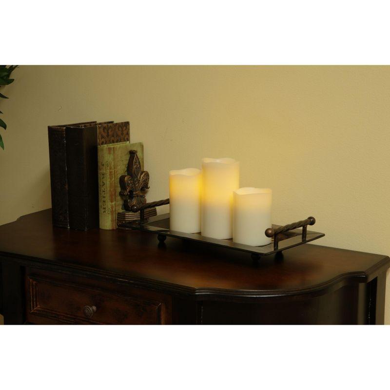 Pacific Accents Flameless 3x8 Ivory Melted Top Wax Pillar Candle