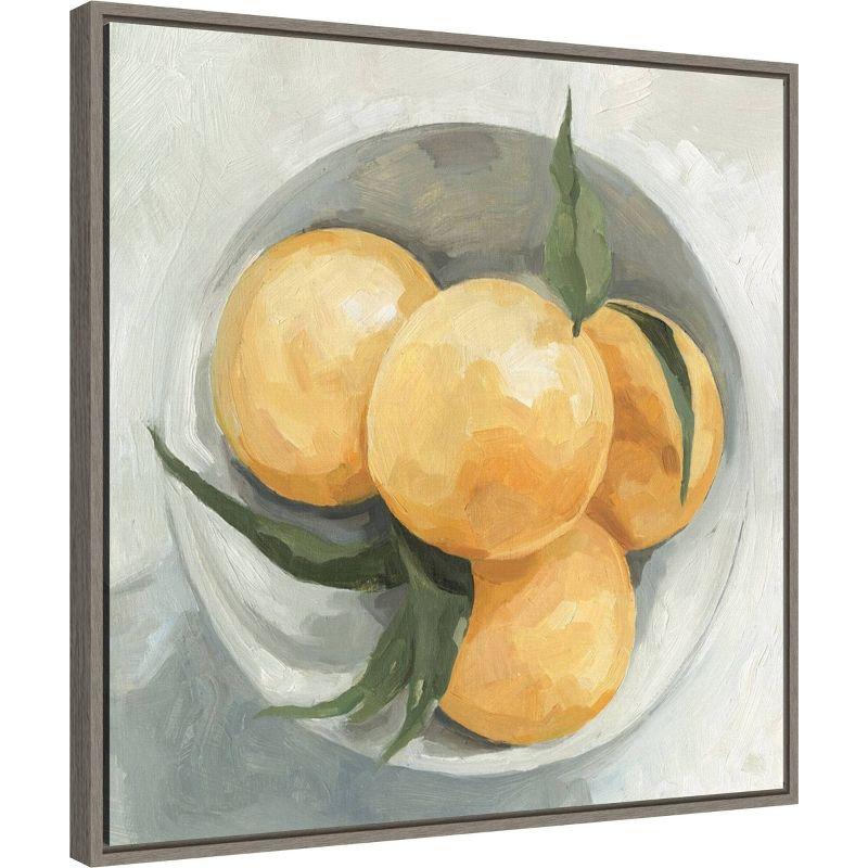 22" x 22" Fruit Bowl I by Emma Scarvey Framed Canvas Wall Art Print - Amanti Art: Modern Lithograph with Polystyrene Frame