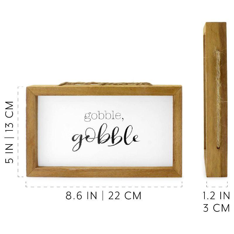 AuldHome Design 8.5x5" Farmhouse Decor Fall Theme Wood Signs 2pc Set; Mini Welcome Seasonal Plaques Pumpkin