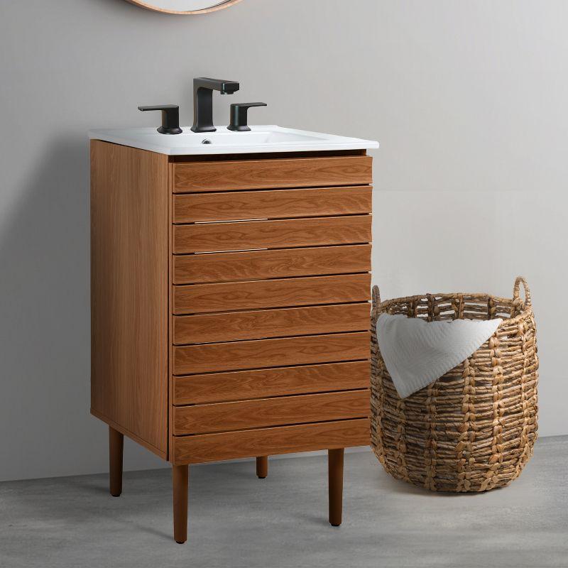 JONATHAN Y VAN1000 Aubert 20 in. W x 18 in. D x 33 in. H Thick Linear Slat Modern 2-Shelf Bath Vanity Cabinet Only (Sink Basin not Included)