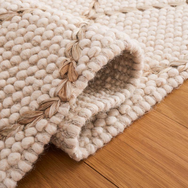 Ivory and Natural Handwoven Wool Area Rug, 3' x 5'