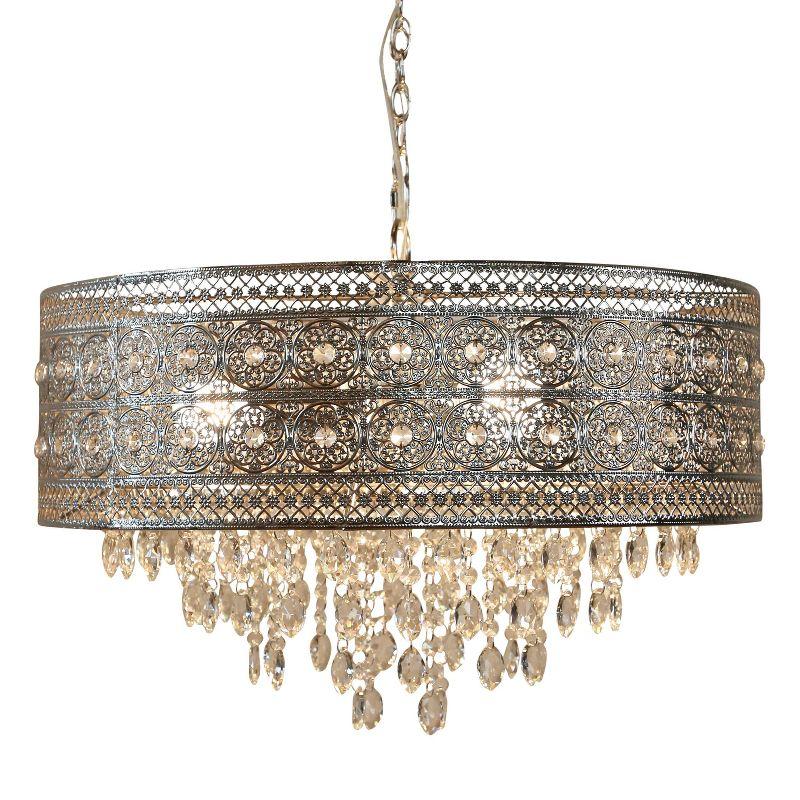 Brielle 26'' Polished Nickel Floral Crystal Medallion Chandelier