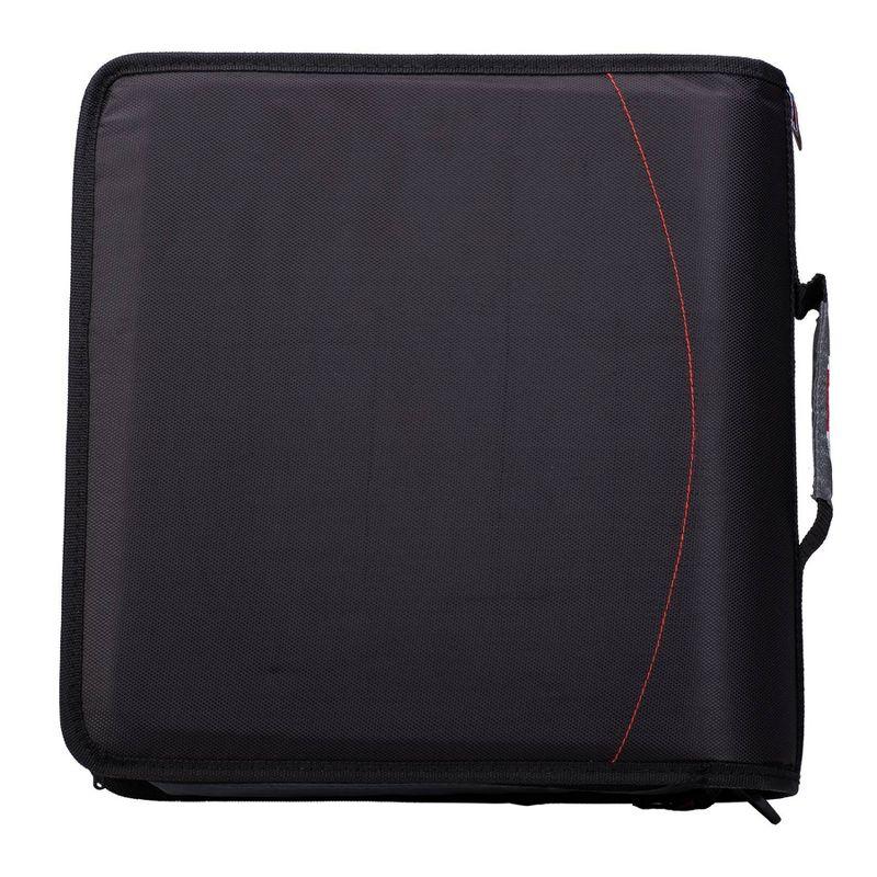 Case-it 3" Nylon Round Ring Zip Binder with Internal/External Pockets Black: Zipper Binder, 575 Sheet Capacity, 8 Pockets