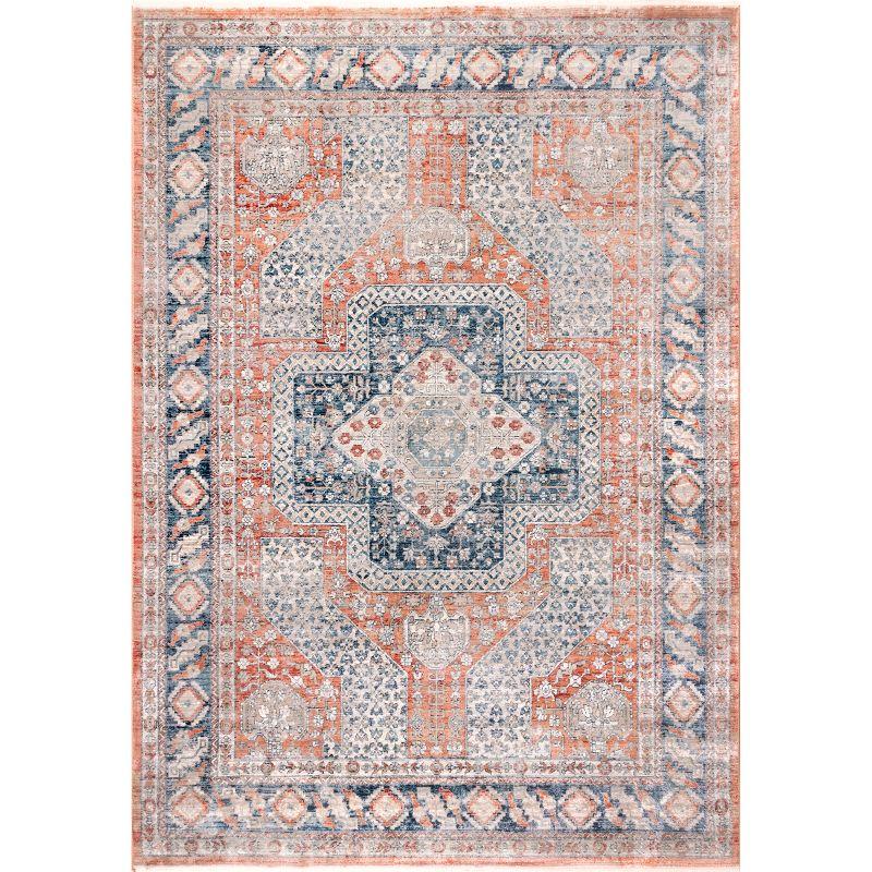 5'3"x7'3" Westlyn Faded Medallion Area Rug Rust - nuLOOM: Classic Low Pile Indoor Rectangle, Polypropylene, Cotton Backing
