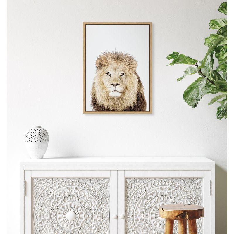 18"x24" Sylvie Lion Thinking Portrait Framed Canvas by Amy Peterson - Kate & Laurel All Things Decor