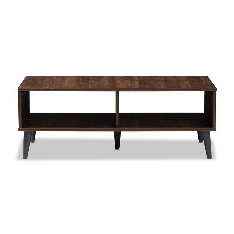 Pierre Coffee Table Dark Brown/Gray - Baxton Studio: Mid-Century Modern Storage, Tapered Legs