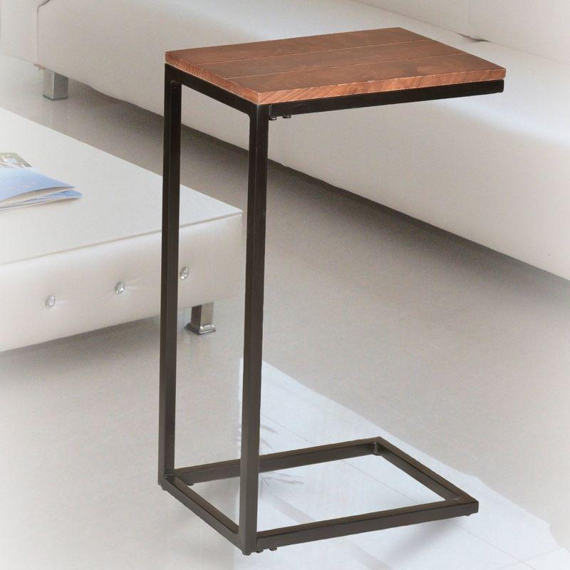 Carolina Living Fletcher C Table Chestnut/Black: Chair Side Accent, Metal Frame, Mango Wood Top
