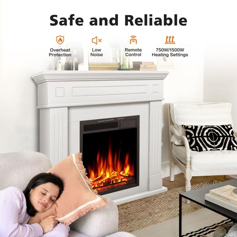 R.W.FLAME 43" Electric Fireplace Mantel, Wooden Surround Firebox, TV Stand with Freestanding Electric Fireplace, Remote Control, Adjustable LED Flame