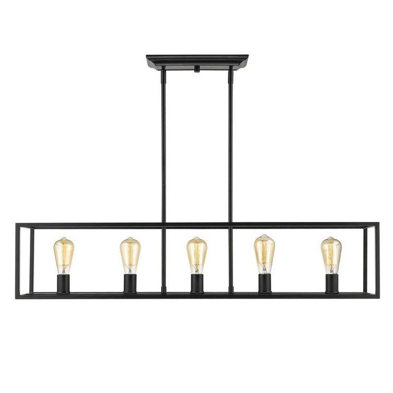 Golden Lighting Wesson 5-Light Linear Pendant in Matte Black