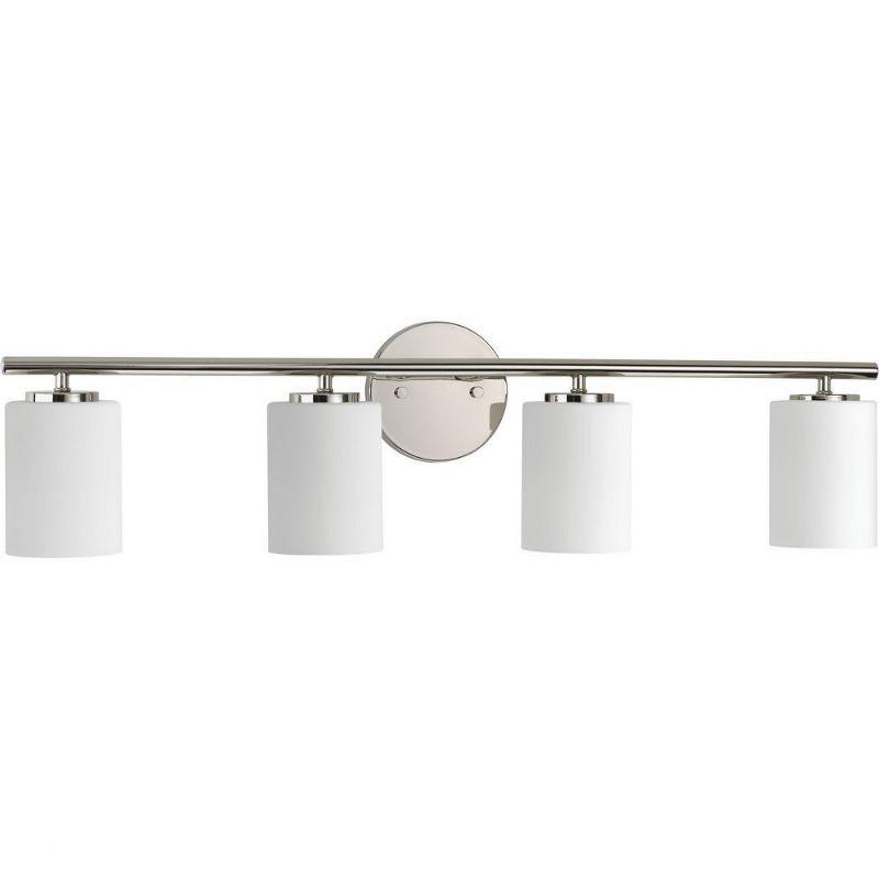 Progress Lighting Replay 4-Light Bath Vanity, Polished Nickel, Porcelain, Up/Down Mount, Brushed Nickel Finish, Shade Included