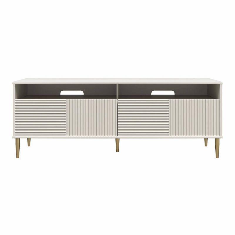 Sunbaked Taupe Fluted Media Console with Gold Feet