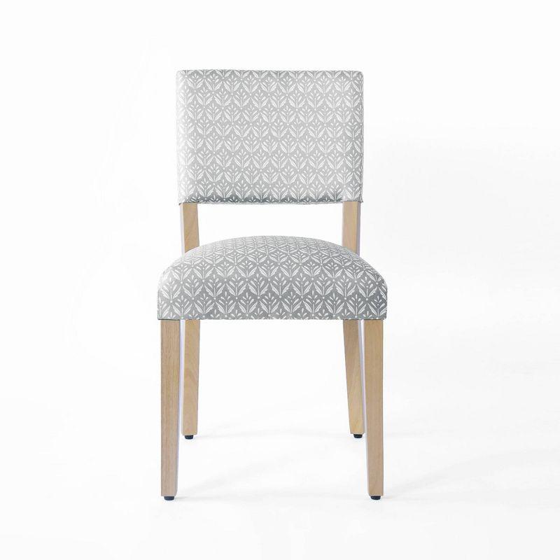 Light Gray Upholstered Parsons Side Chair with High Wood Legs