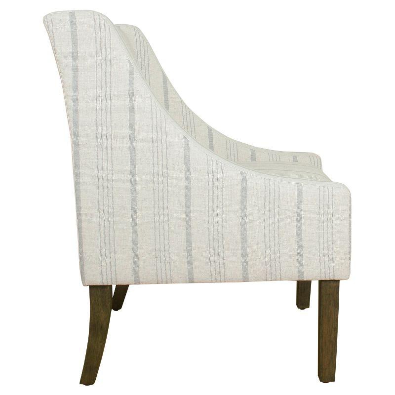 Gray Stripe Wood Frame Modern Accent Chair