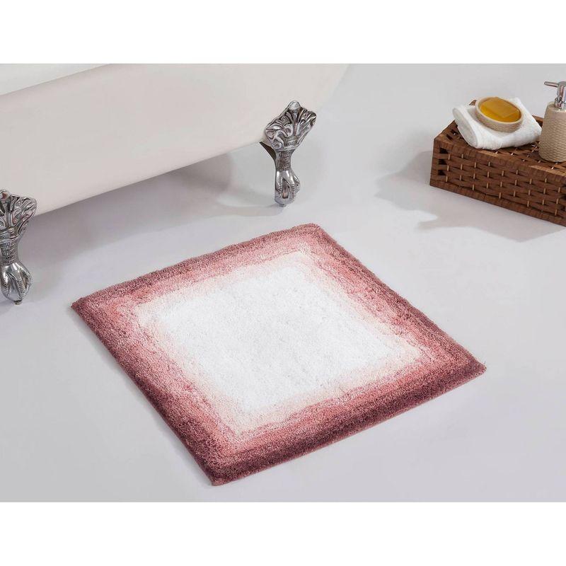 24" Square Terracotta Cotton Bath Mat with Border