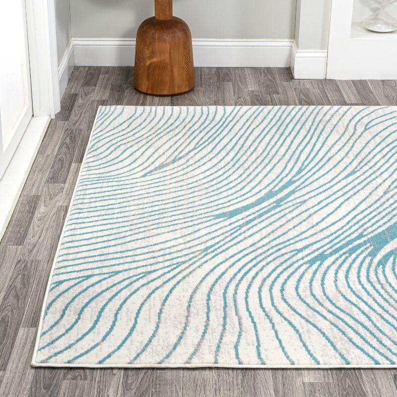 Coastal Geometric Blue Synthetic 4' x 6' Area Rug