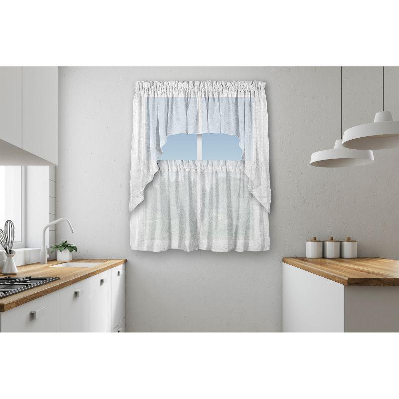 White Linen-Blend Tailored Window Valance with Rod Pocket