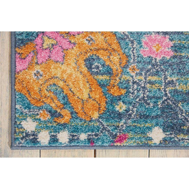 Handmade Floral Denim Rectangular Synthetic 4' x 6' Rug