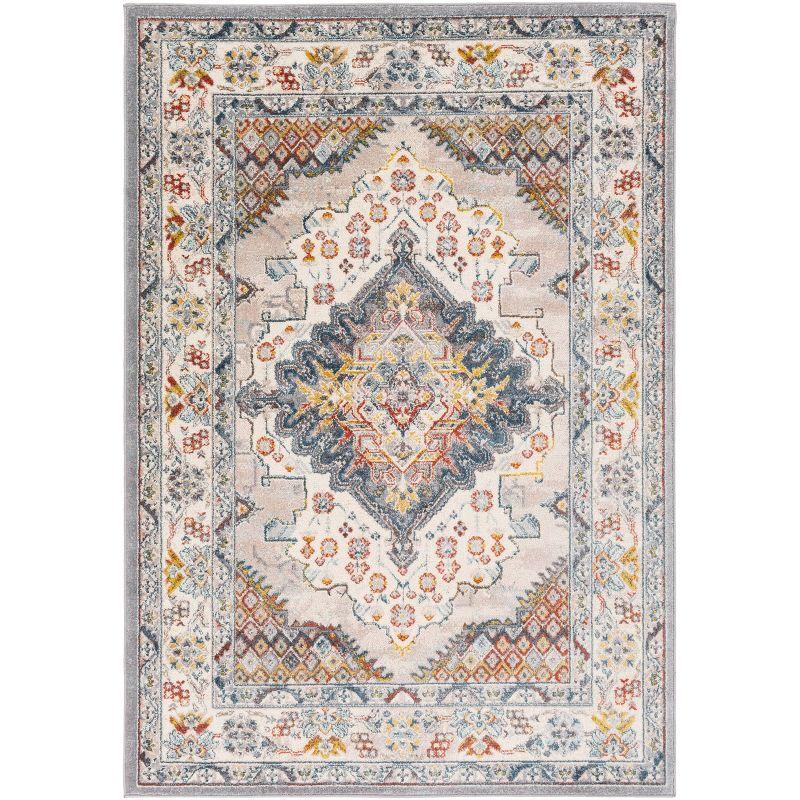 Livabliss 6'7"x9' Kashan Traditional Rugs Gray: Medium Pile, Stain & Fade-Resistant, Polypropylene, Indoor Use
