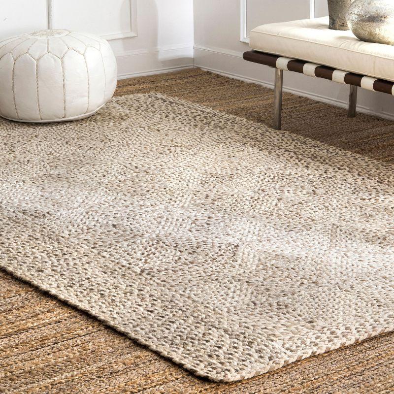 Handmade Gray Jute Trellis Area Rug 5' x 8'