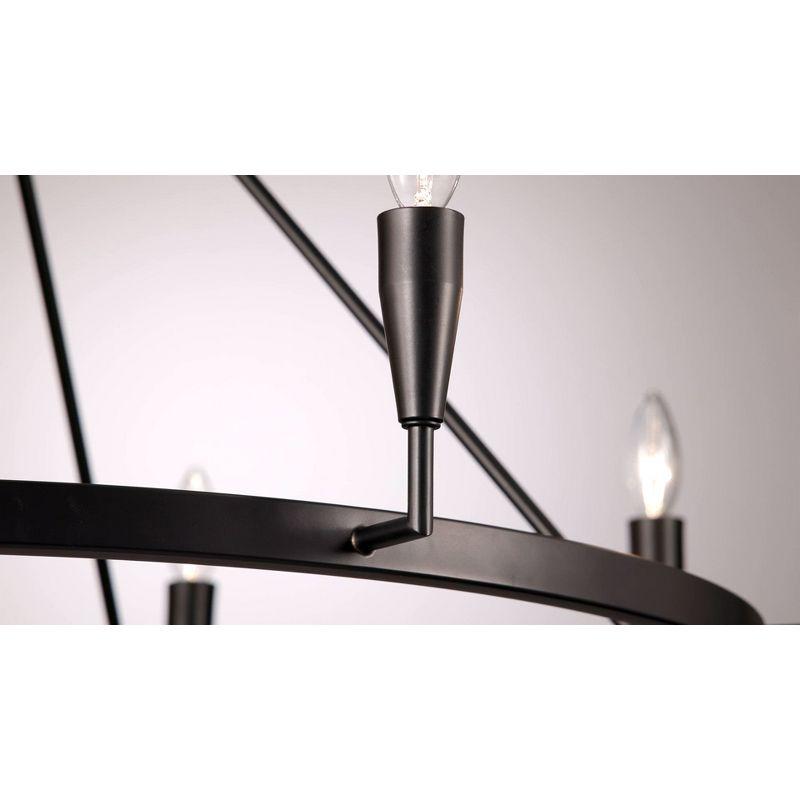 Possini Euro Design Covey Semi Gloss Black Ring Chandelier 36" Wide Modern Candles 8-Light Fixture for Dining Room House Foyer