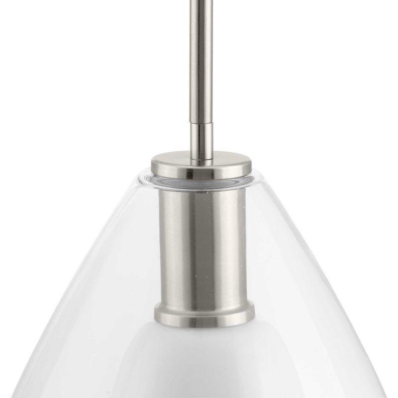 Progress Lighting Carillon 1-Light Pendant, Brushed Nickel, Clear and Opal Glass Shade