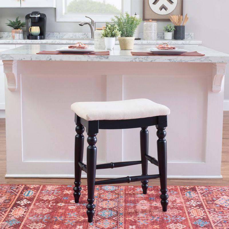 Marino 25" Black Wood and Linen Backless Counter Stool