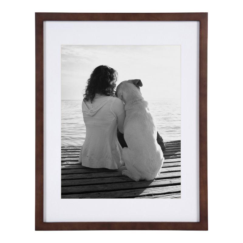 DesignOvation Gallery Rectangle Wood Wall Frame, 14x18 matted to 11x14, Walnut Brown
