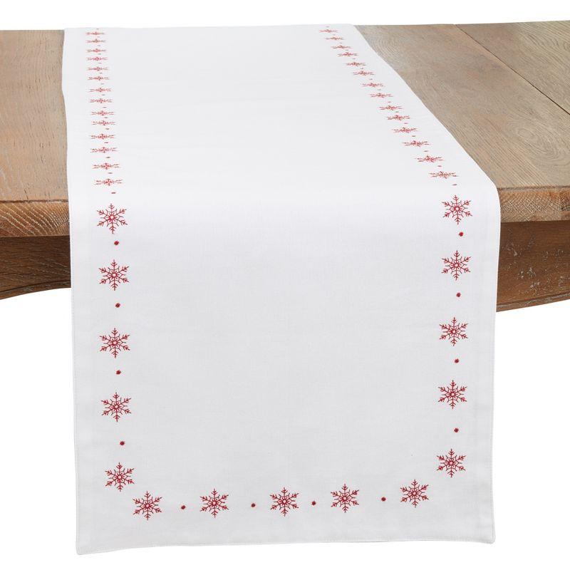 Winter Wonderland Embroidered Cotton Snowflake Table Runner