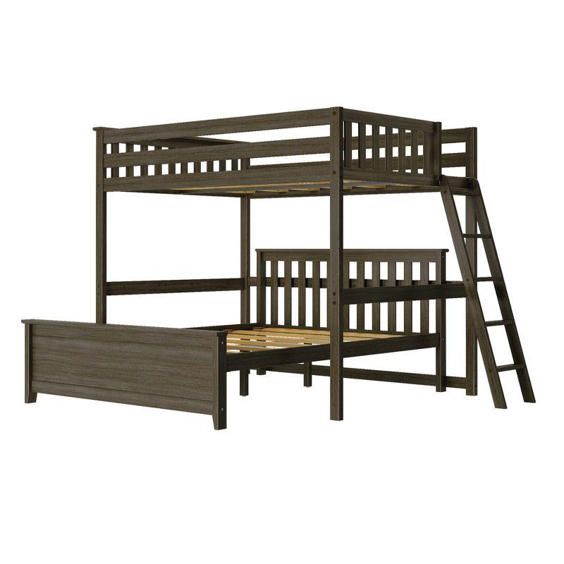 Max & Lily Bunk Bed, L Shaped Full-Over-Queen Bed Frame for Kids with Ladder on End, Solid Wood Bunk Bed for Kids, No Box Spring Needed, Clay