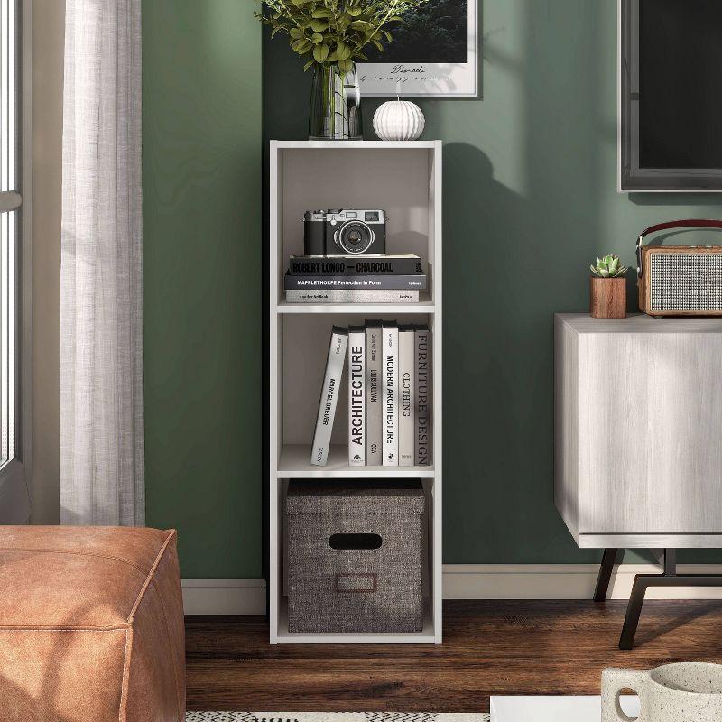 24/7 Shop At Home 35.27" Silkpath Modern 3 Cube Stackable and Modular Bookcase Greige
