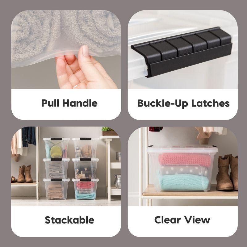 IRIS USA 19 Qt Stackable Plastic Storage Bins with Lids, 6 Pack - BPA-Free, Made in USA - See-Through Organizing Solution, Latches, Durable, Clear