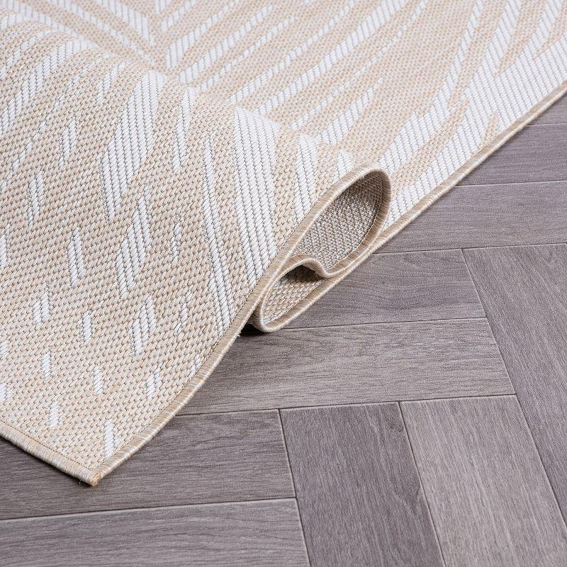 World Rug Gallery Contemporary Distressed Leaves Textured Flat Weave Indoor/Outdoor Area Rug - NATURAL 2'x7'