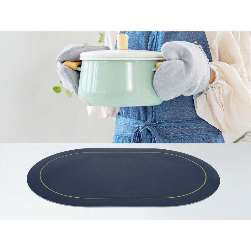 REGALWOVEN Faux Leather Kitchen Washable Heat Resistant Table Placemats 6 Pcs Blue/Yellow