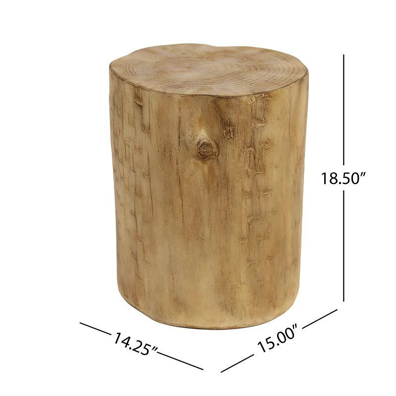 Light Brown Faux Wood MgO Outdoor Side Table